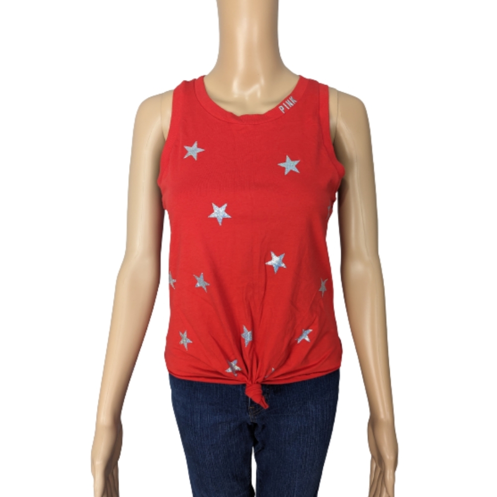 PINK Victoria's Secret Red and Silver Stars Tank XS